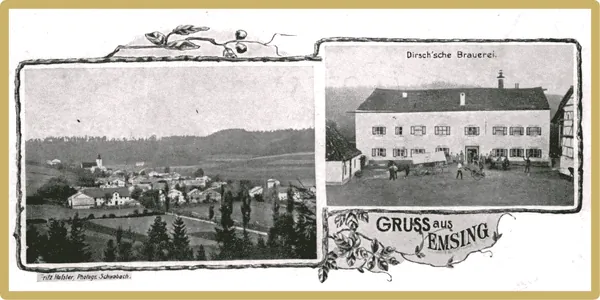 Historische Postkarte mit Grüßen aus Emsing